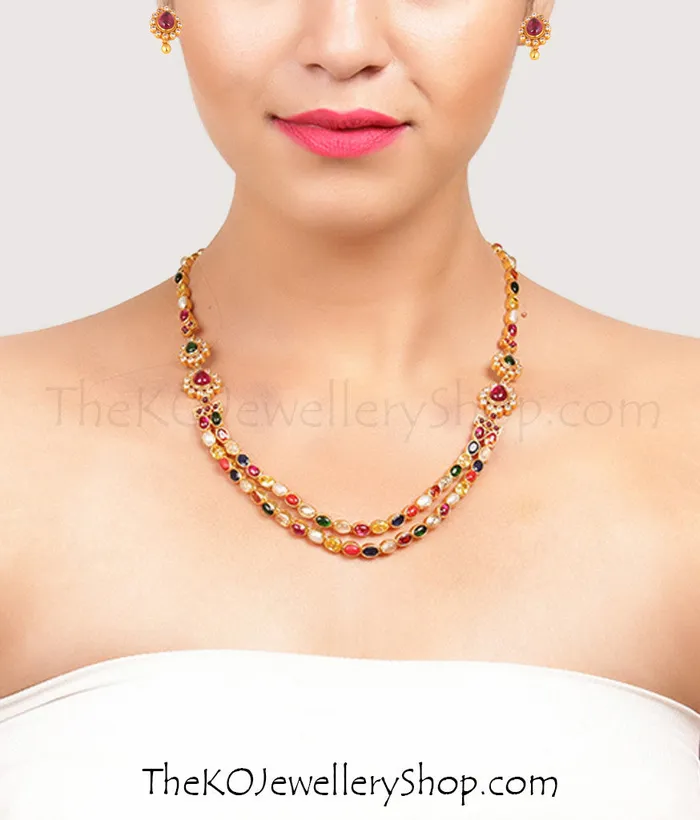 Necklaces Silversmith The Navarathnalu Silver Necklace2 Layers