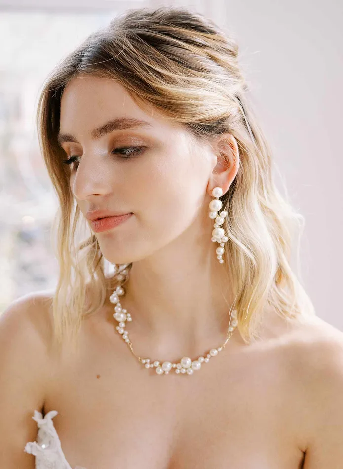 Pearl droplets bridal earrings Style 2427 twigs honey Earrings