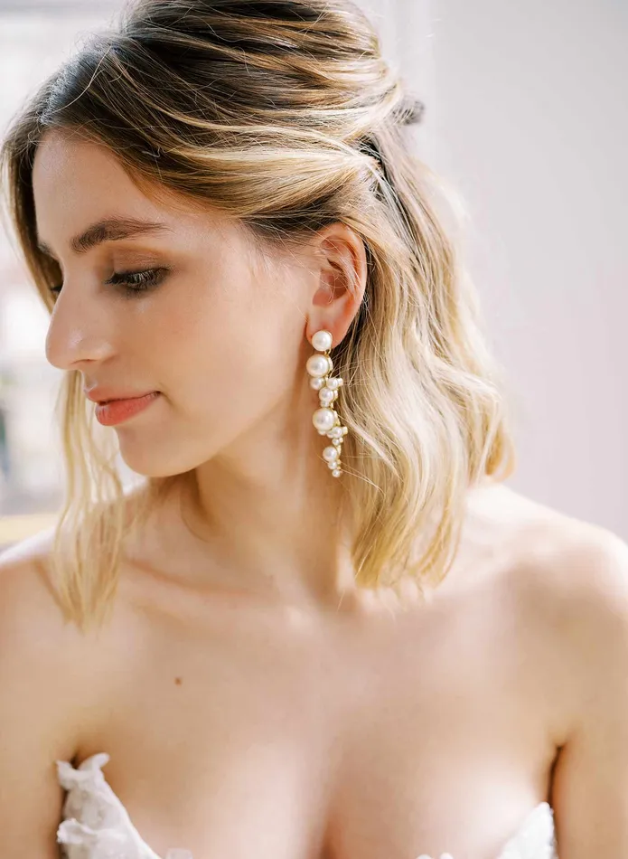 Pearl droplets bridal earrings Style 2427 twigs honey Earrings