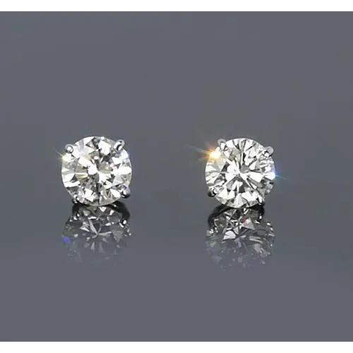 Prong Round Natural Earth Mined Diamond Stud Earrings 150 Carats White Gold 14K Jewelry GB Earrings Prong Round Natural Earth Mined Diamond Stud Earrings 150 Carats White Gold 14K Jewelry GB Earrings