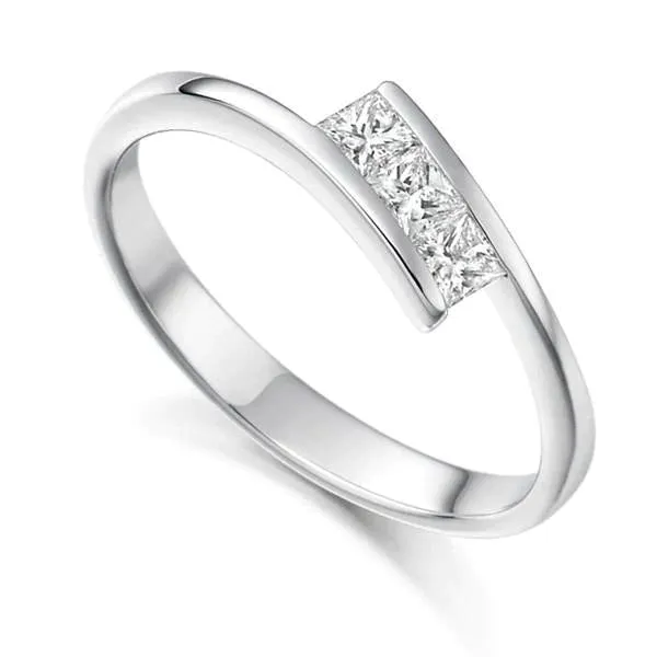 Rings 3 Stone Natural Earth Mined Diamond Ring For Right Hand GB