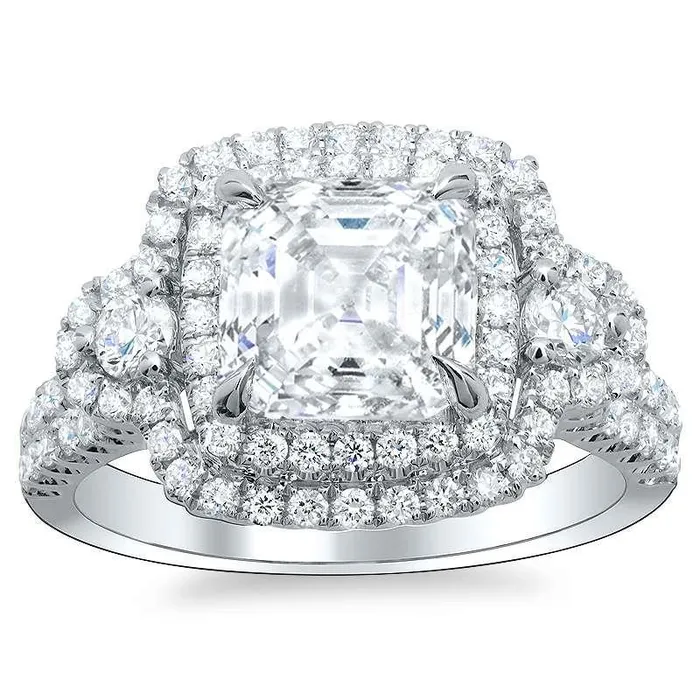 Rings Asscher And Round Cut Halo Natural Earth Mined Diamond Wedding Ring 640 Ct GB Rings Asscher And Round Cut Halo Natural Earth Mined Diamond Wedding Ring 640 Ct GB