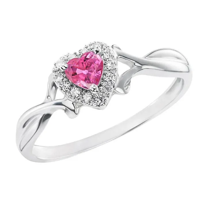 Rings GB 130 Ct Pink Sapphire And Natural Earth Mined Diamond Wedding Ring 14K White Gold Rings GB 130 Ct Pink Sapphire And Natural Earth Mined Diamond Wedding Ring 14K White Gold
