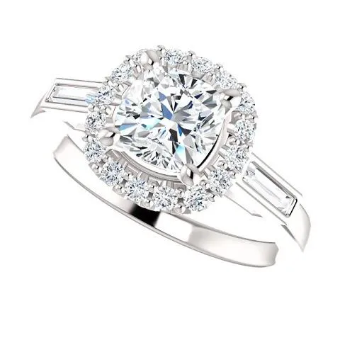 Rings GB 140 Carats Halo Natural Earth Mined Diamond Engagement Band Ring 3 Stone White Gold 14K