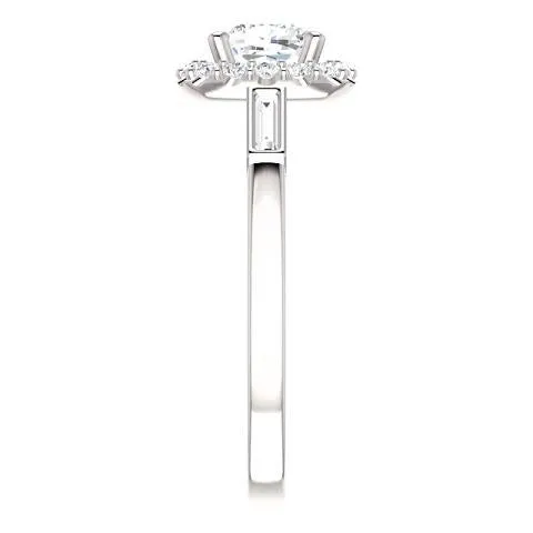Rings GB 140 Carats Halo Natural Earth Mined Diamond Engagement Band Ring 3 Stone White Gold 14K