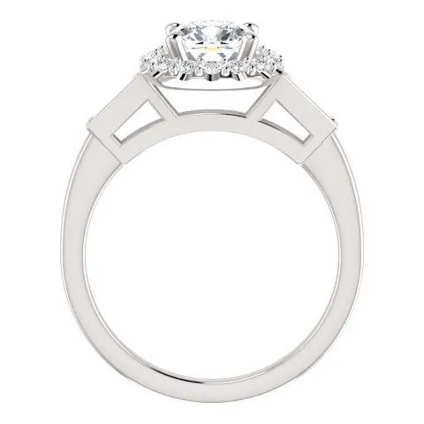 Rings GB 140 Carats Halo Natural Earth Mined Diamond Engagement Band Ring 3 Stone White Gold 14K