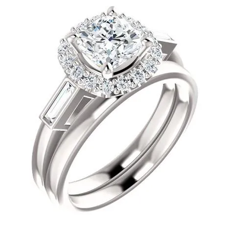 Rings GB 140 Carats Halo Natural Earth Mined Diamond Engagement Band Ring 3 Stone White Gold 14K