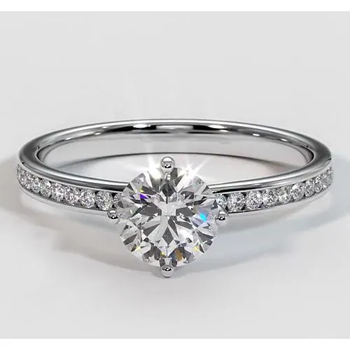Rings GB 175 Carats White Gold Natural Earth Mined Diamond Engagement Ring With Accents Jewelry Rings GB 175 Carats White Gold Natural Earth Mined Diamond Engagement Ring With Accents Jewelry