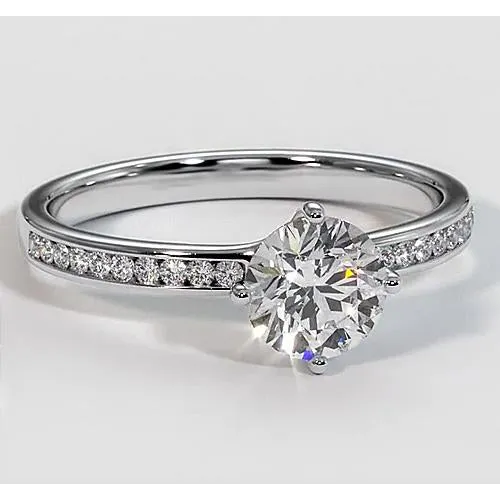 Rings GB 175 Carats White Gold Natural Earth Mined Diamond Engagement Ring With Accents Jewelry Rings GB 175 Carats White Gold Natural Earth Mined Diamond Engagement Ring With Accents Jewelry