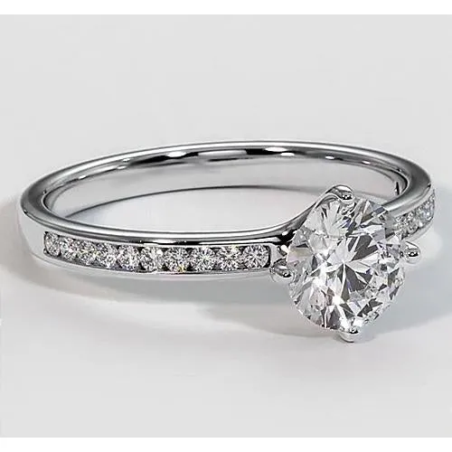 Rings GB 175 Carats White Gold Natural Earth Mined Diamond Engagement Ring With Accents Jewelry Rings GB 175 Carats White Gold Natural Earth Mined Diamond Engagement Ring With Accents Jewelry