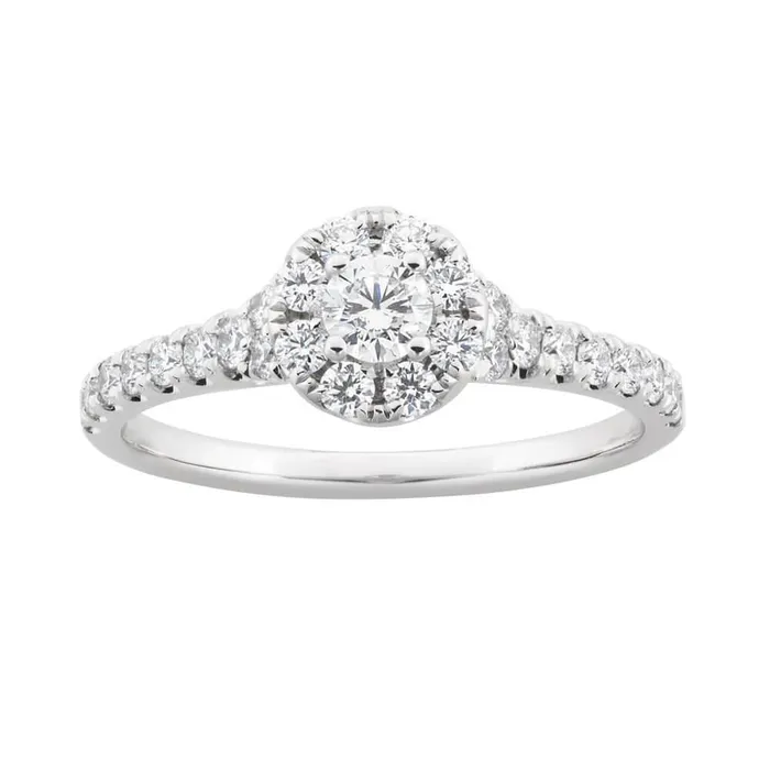 Rings GB 2 Ct Round Prong Set Natural Earth Mined Diamond Wedding Ring Halo 14K White Gold Rings GB 2 Ct Round Prong Set Natural Earth Mined Diamond Wedding Ring Halo 14K White Gold