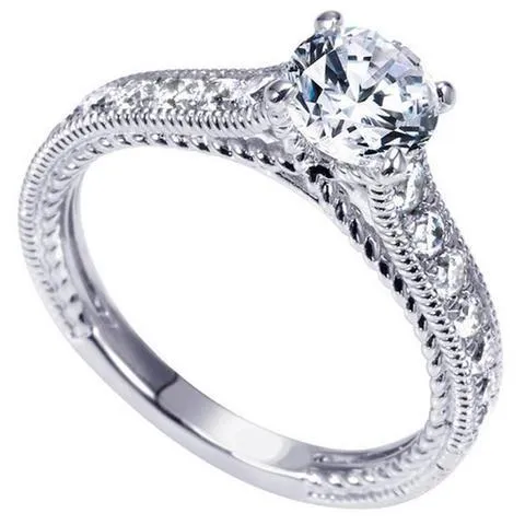 Rings GB 3 Carats Round Natural Earth Mined Diamond Antique Look Ring White Gold Rings GB 3 Carats Round Natural Earth Mined Diamond Antique Look Ring White Gold
