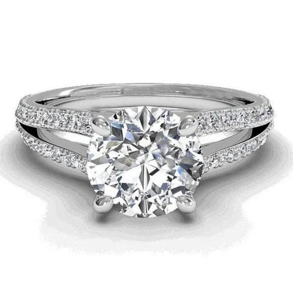 Rings GB Big Sparkling Solitaire With Accent 96 Carats Lab Grown Diamond Engagement Ring Rings GB Big Sparkling Solitaire With Accent 96 Carats Lab Grown Diamond Engagement Ring