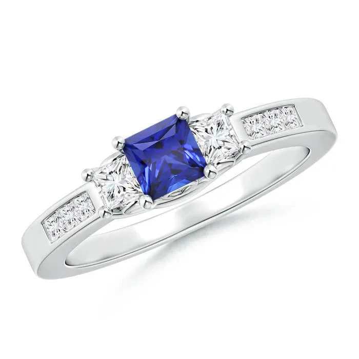 Rings GB Blue Sapphire With Natural Earth Mined Diamond Gemstone Ring 285 Carats White Gold 14K Rings GB Blue Sapphire With Natural Earth Mined Diamond Gemstone Ring 285 Carats White Gold 14K