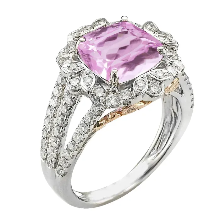 Rings GB Kunzite Natural Earth Mined Diamond Wedding Ring