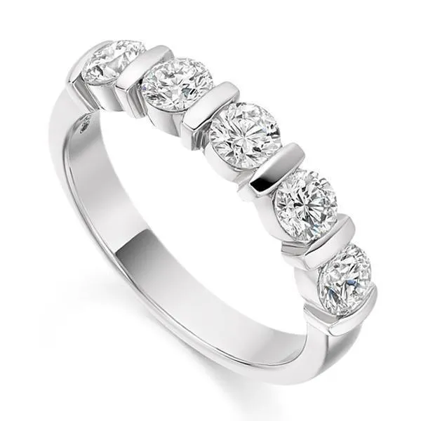 Rings GB Round Cut Five Stone Natural Earth Mined Diamond Band Solid White Gold 14K 350 Ct Rings GB Round Cut Five Stone Natural Earth Mined Diamond Band Solid White Gold 14K 350 Ct