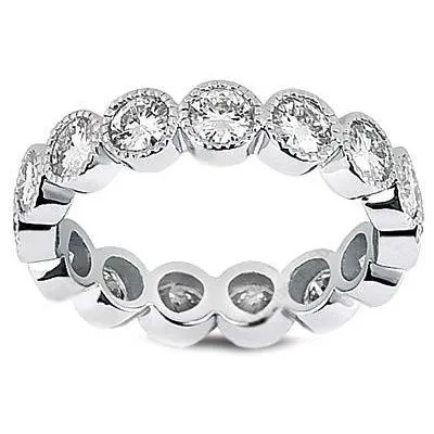 Rings GB Round Natural Earth Mined Diamond Wedding Eternity Band 4 Carats 14K White Gold Rings GB Round Natural Earth Mined Diamond Wedding Eternity Band 4 Carats 14K White Gold