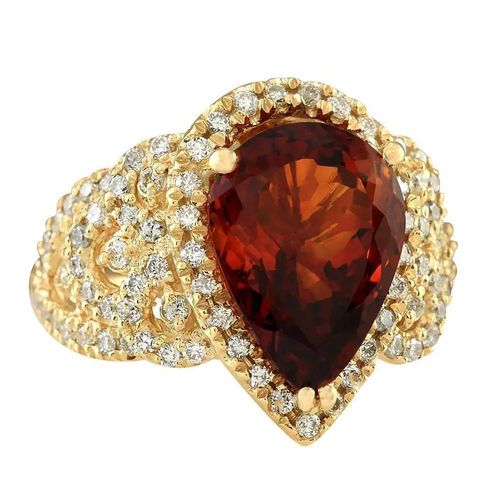 Rings GB Yellow Gold 14K Madeira Citrine Natural Earth Mined Diamond Fancy Ring 19 Carats Rings GB Yellow Gold 14K Madeira Citrine Natural Earth Mined Diamond Fancy Ring 19 Carats