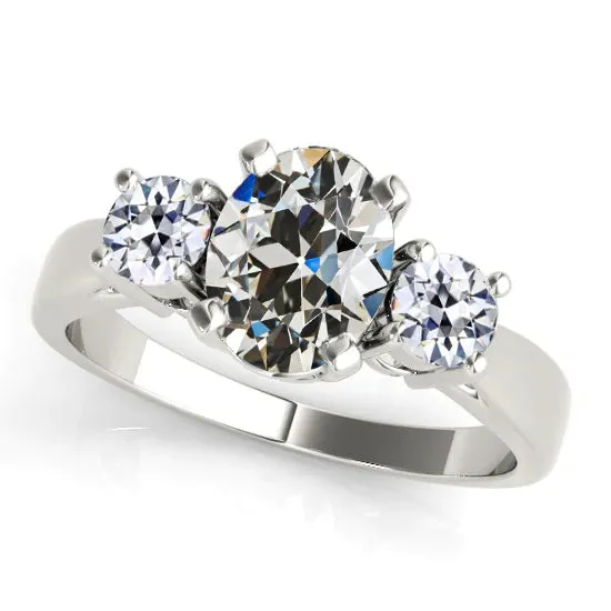Rings HarryChadEntcom 3 Stone Round Oval Old Mine Cut Natural Earth Mined Diamond Ring White Gold 4 Carats Rings HarryChadEntcom 3 Stone Round Oval Old Mine Cut Natural Earth Mined Diamond Ring White Gold 4 Carats