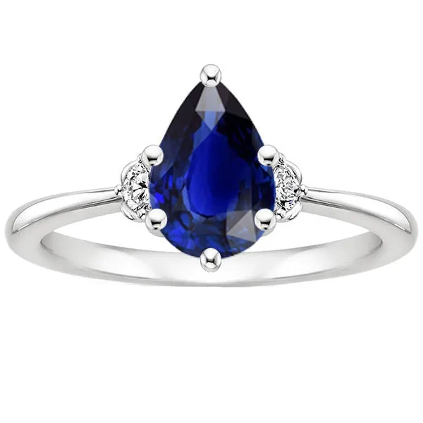 Rings HarryChadEntcom Blue Sapphire Engagement Ring 3 Stones Natural Earth Mined Diamond Pear Cut 350 Carats Rings HarryChadEntcom Blue Sapphire Engagement Ring 3 Stones Natural Earth Mined Diamond Pear Cut 350 Carats