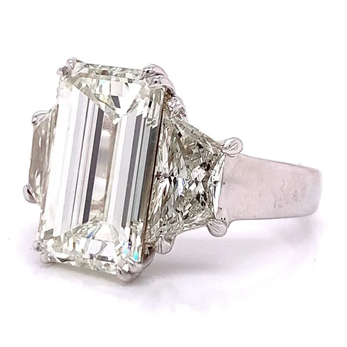 Rings HarryChadEntcom Emerald Trapezoid Big Lab Grown Diamond Three Stone Ring 8 Carats Rings HarryChadEntcom Emerald Trapezoid Big Lab Grown Diamond Three Stone Ring 8 Carats