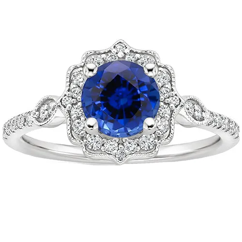 Rings HarryChadEntcom Gold Gemstone Ring Halo Sri Lankan Sapphire Vintage Style 3 Carats Rings HarryChadEntcom Gold Gemstone Ring Halo Sri Lankan Sapphire Vintage Style 3 Carats