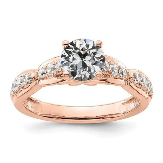 Rings HarryChadEntcom Rose Gold Round Old Miner Genuine Natural Earth Mined Diamond Anniversary Ring 3 Carats
