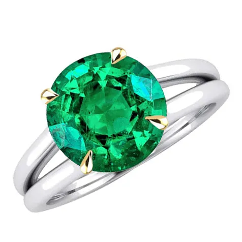 Rings HarryChadEntcom Simple Green Emerald Stone Ring Round Cut
