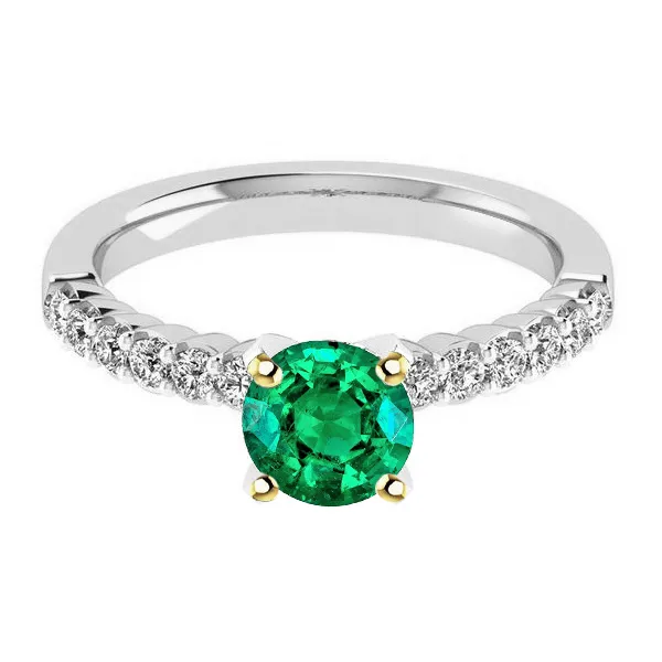 Rings HarryChadEntcom Solitaire Gemstone Ring With Accents Green Emerald