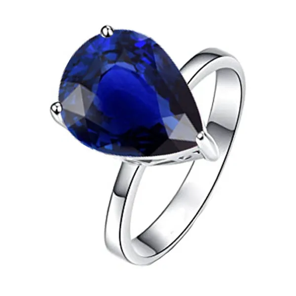 Rings HarryChadEntcom Solitaire Pear Deep Blue Sapphire Ring Jewelry 3 Carats Rings HarryChadEntcom Solitaire Pear Deep Blue Sapphire Ring Jewelry 3 Carats