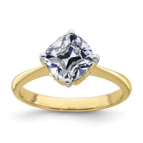 Rings HarryChadEntcom Solitaire Ring Cushion Old Mine Cut Natural Earth Mined Diamond 5 Carats Two Tone Gold Rings HarryChadEntcom Solitaire Ring Cushion Old Mine Cut Natural Earth Mined Diamond 5 Carats Two Tone Gold