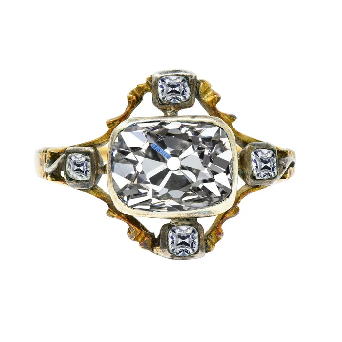 Rings HarryChadEntcom Two Tone Halo Cushion Old Cut Natural Earth Mined Diamond Ring Bezel Set 6 Carats Rings HarryChadEntcom Two Tone Halo Cushion Old Cut Natural Earth Mined Diamond Ring Bezel Set 6 Carats
