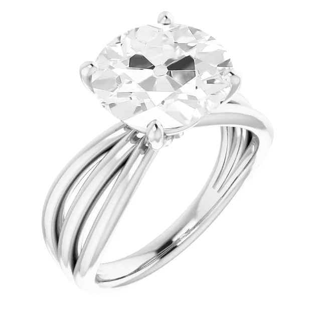 Rings HarryChadEntcom White Gold Round Lab Grown Big Diamond Old Cut Split Shank Ring 7 Carats Rings HarryChadEntcom White Gold Round Lab Grown Big Diamond Old Cut Split Shank Ring 7 Carats