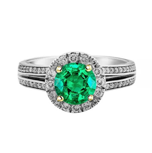 Rings HarryChadEntcom Women Gemstone Jewelry Green Emerald Halo Ring