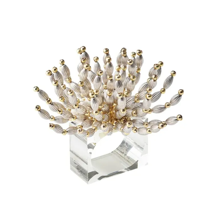 Rings Kim Seybert Kim Seybert Napkin Ring Bead Burst Silver Set Of 4