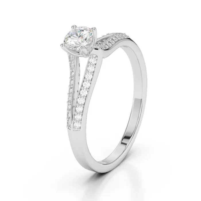 Rings Solitaire With Accent Round Cut 165 Carats Natural Earth Mined Diamonds Ring White Gold 14K GB Rings Solitaire With Accent Round Cut 165 Carats Natural Earth Mined Diamonds Ring White Gold 14K GB