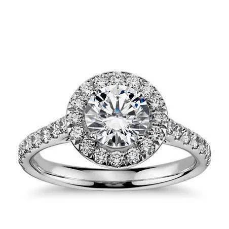 Rings White Gold 14K Solitaire With Accents Natural Earth Mined Diamond Halo Ring 140 Carats GB Rings White Gold 14K Solitaire With Accents Natural Earth Mined Diamond Halo Ring 140 Carats GB