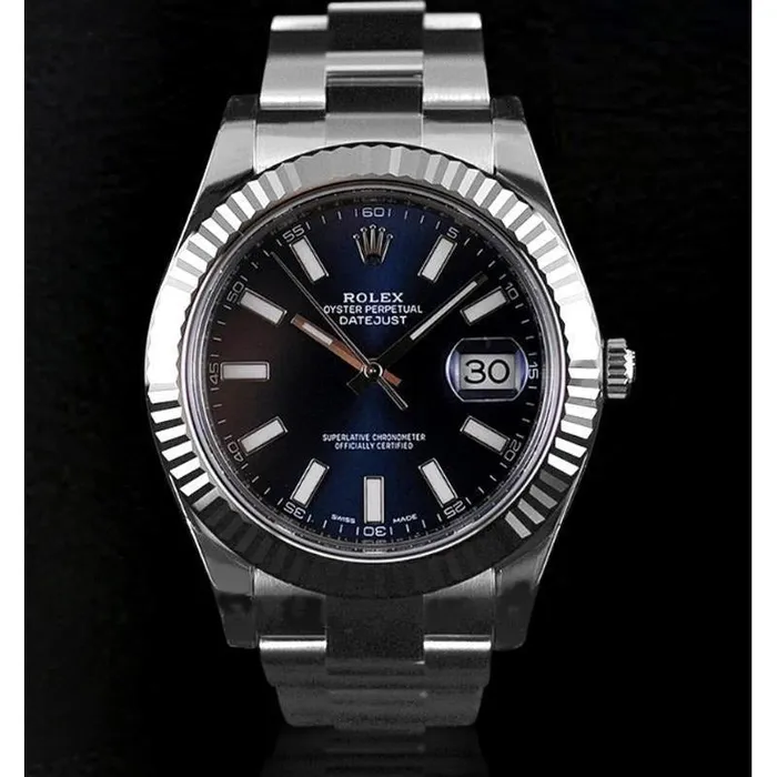 Rolex Date Just Ii 41 Mm Blue Stick Dial Men Watch With White Gold GB Watches Rolex Date Just Ii 41 Mm Blue Stick Dial Men Watch With White Gold GB Watches