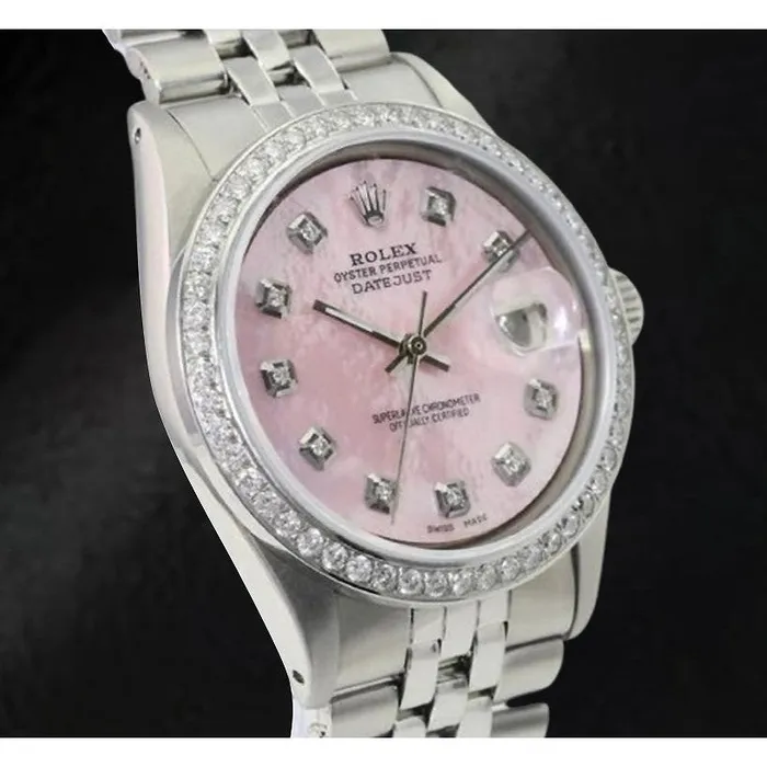 Rolex Datejust 36 mm Pink Mother of Pearl Diamond Dial Stainless Steel Watch HarryChadEntcom Necklaces Rolex Datejust 36 mm Pink Mother of Pearl Diamond Dial Stainless Steel Watch HarryChadEntcom Necklaces