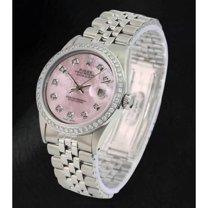 Rolex Datejust 36 mm Pink Mother of Pearl Diamond Dial Stainless Steel Watch HarryChadEntcom Necklaces Rolex Datejust 36 mm Pink Mother of Pearl Diamond Dial Stainless Steel Watch HarryChadEntcom Necklaces
