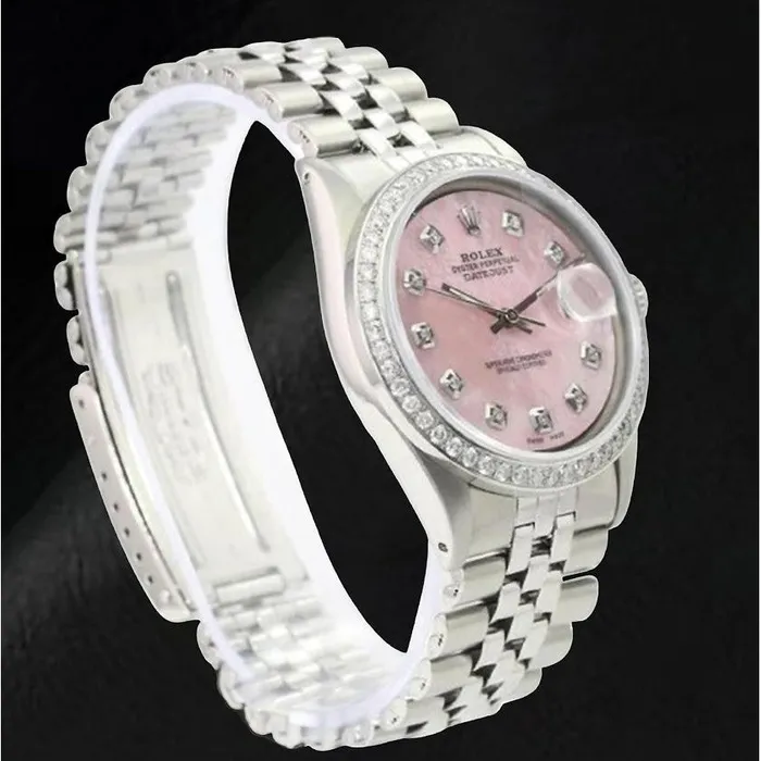 Rolex Datejust 36 mm Pink Mother of Pearl Diamond Dial Stainless Steel Watch HarryChadEntcom Necklaces Rolex Datejust 36 mm Pink Mother of Pearl Diamond Dial Stainless Steel Watch HarryChadEntcom Necklaces