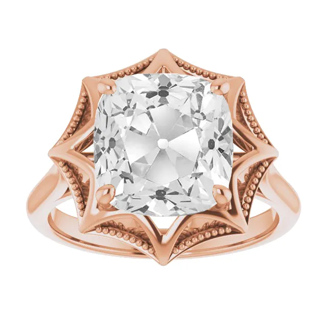 Rose Gold Huge Cushion Old Cut Prong Set Lab Grown Diamond Ring 8 Carats HarryChadEntcom Rings Rose Gold Huge Cushion Old Cut Prong Set Lab Grown Diamond Ring 8 Carats HarryChadEntcom Rings