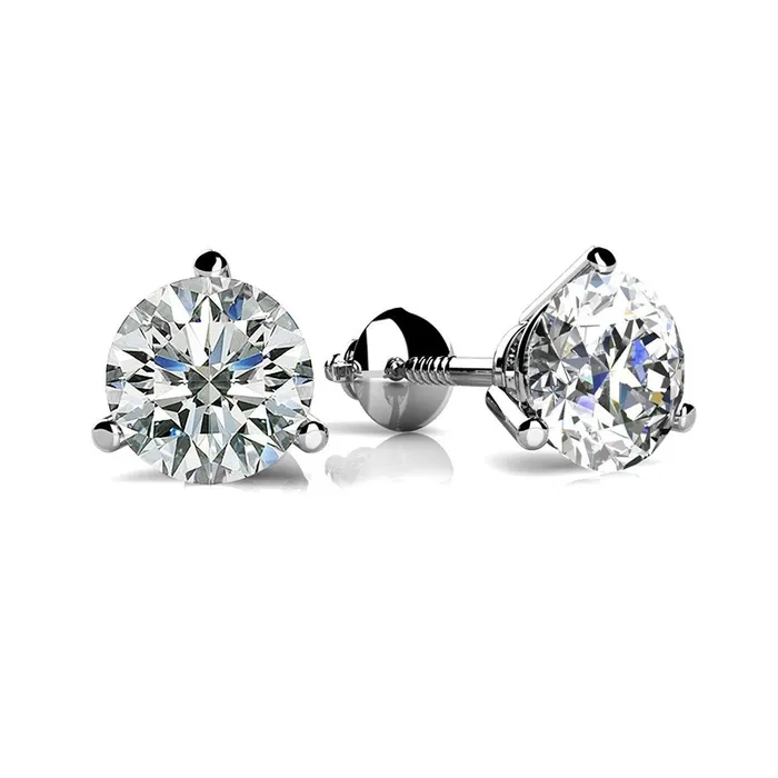 Round Cut Natural Earth Mined Diamond Women Studs Earring 3 Carats White Gold 14K GB Earrings Round Cut Natural Earth Mined Diamond Women Studs Earring 3 Carats White Gold 14K GB Earrings