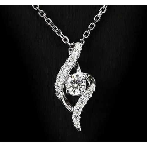 Round Natural Earth Mined Diamond Pendant 066 Carat White Gold 14K GB Necklaces Round Natural Earth Mined Diamond Pendant 066 Carat White Gold 14K GB Necklaces