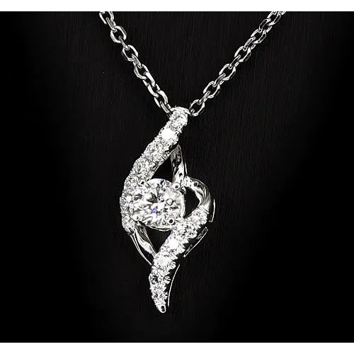 Round Natural Earth Mined Diamond Pendant 066 Carat White Gold 14K GB Necklaces Round Natural Earth Mined Diamond Pendant 066 Carat White Gold 14K GB Necklaces