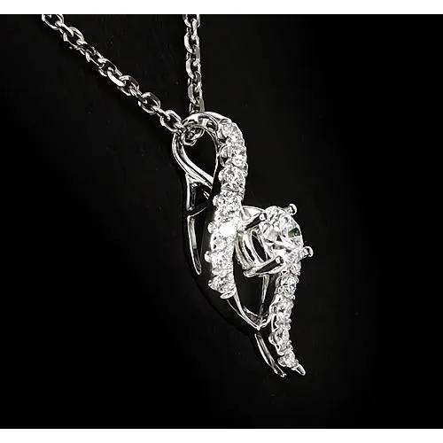 Round Natural Earth Mined Diamond Pendant 066 Carat White Gold 14K GB Necklaces Round Natural Earth Mined Diamond Pendant 066 Carat White Gold 14K GB Necklaces