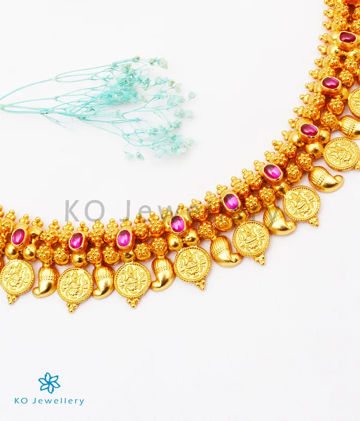 Silversmith Necklaces The Pratha Antique Silver Lakshmi Kasumala Coin Necklace Short