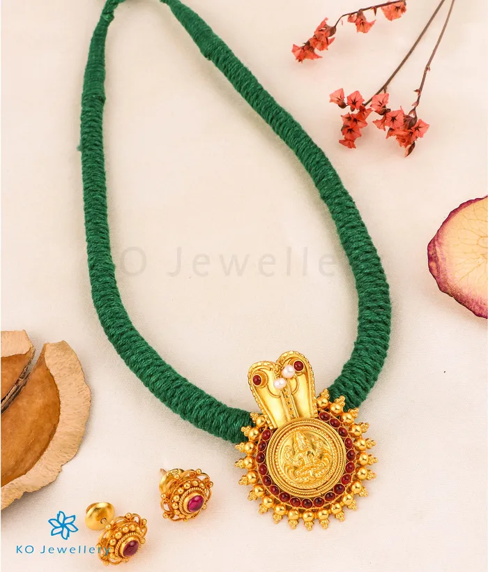 Silversmith Necklaces The Vijeta Silver Kodava Thread Necklace Green