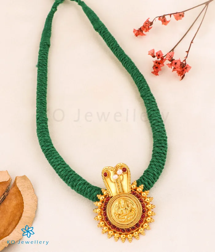 Silversmith Necklaces The Vijeta Silver Kodava Thread Necklace Green