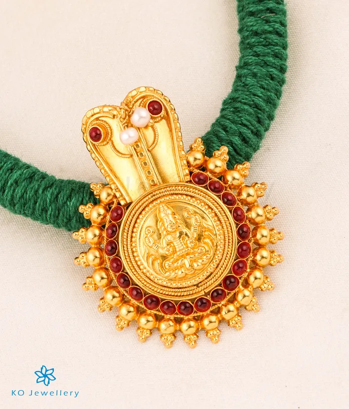 Silversmith Necklaces The Vijeta Silver Kodava Thread Necklace Green